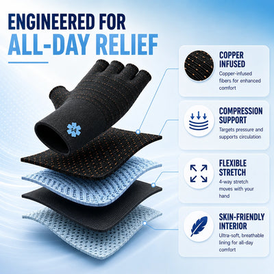 Reliefly FlexOne™ Copper Compression Gloves